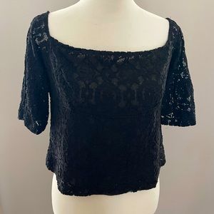 EUC Zara lace top with round neck and flared sleeves in size L